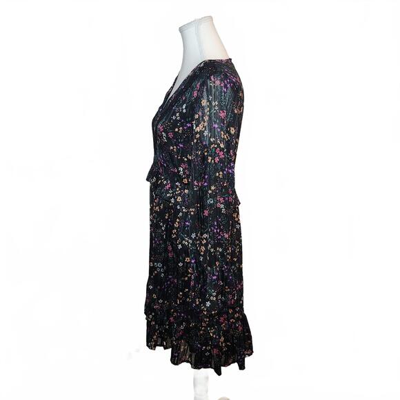 Riley & Rae Women's Long Sleeve Black Floral Dress Size 6 - Picture 4 of 11
